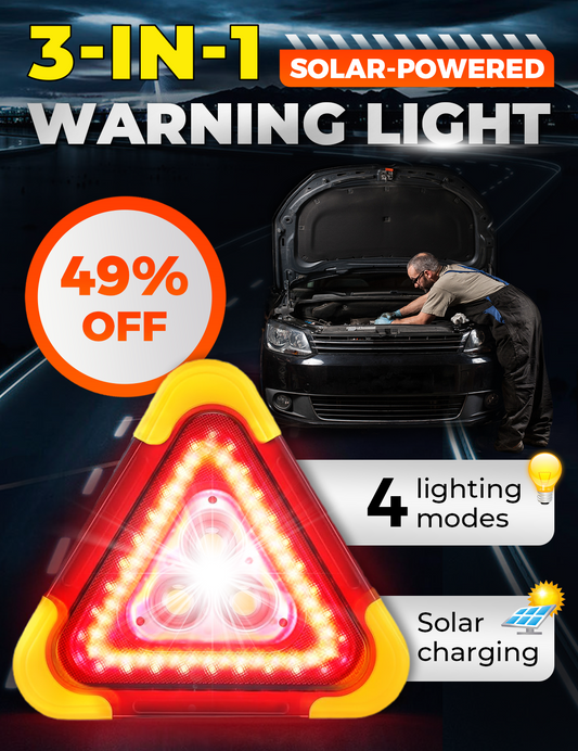 🔥🔥2025 Neuankömmling🔥 3-IN-1 Solar-Notdreieck-Warnleuchte am Straßenrand