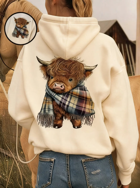 🎄🎅WEIHNACHTS-SALE 50 % RABATT!! 🎁 Niedliches Highland-Cow-Kapuzen-Sweatshirt mit kuscheligem Fleecefutter 🦬