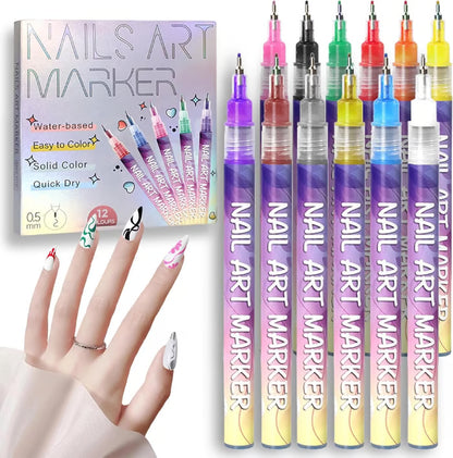🔥2026 Home Salon🎨🎨12 Farben Nail Art Pen Set