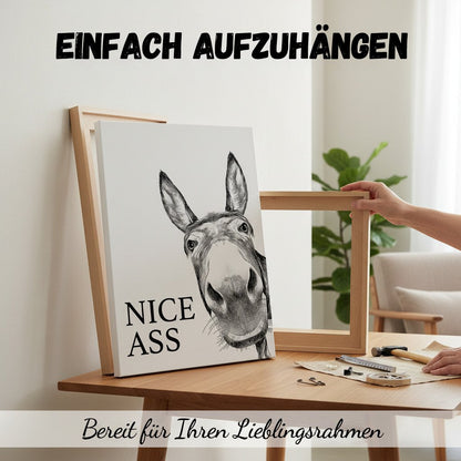 🧻Lustige Wanddekoration fürs Badezimmer - Esel-Bild mit der Aufschrift „Nice Ass" (Schöner Arsch)
