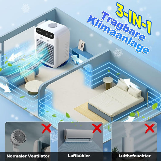 🔥🔥Heißer Verkauf - 49% Rabatt❄️🌬️ Mini Air Cooler 3-in-1 – Kühlt, befeuchtet & duftet! Perfekt für Schreibtisch & Schlafbereich