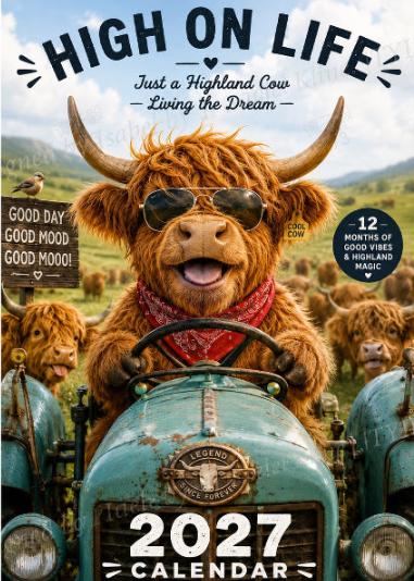 🐮 JETZT 50 % RABATT! 🗓️ Lustiger Wandkalender 2027 mit Hochlandrindern – A4-Format zum Aufhängen, charmantes Design und ein ganzes Jahr voller Spaß – Perfekt für Zuhause, Büro oder als Geschenk ✨