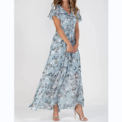 🌷Frühjahrs-Hot-Sale 49% Rabatt🍃🌊Kurzärmeliges langes Kleid mit Blumendruck