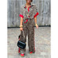 🔥Damen-Zweiteiler mit Leopardenmuster: Hemdbluse mit Knopfleiste und Hose mit weitem Bein