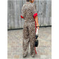 🔥Damen-Zweiteiler mit Leopardenmuster: Hemdbluse mit Knopfleiste und Hose mit weitem Bein