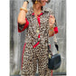 🔥Damen-Zweiteiler mit Leopardenmuster: Hemdbluse mit Knopfleiste und Hose mit weitem Bein
