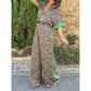 🔥Damen-Zweiteiler mit Leopardenmuster: Hemdbluse mit Knopfleiste und Hose mit weitem Bein