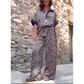 🔥Damen-Zweiteiler mit Leopardenmuster: Hemdbluse mit Knopfleiste und Hose mit weitem Bein