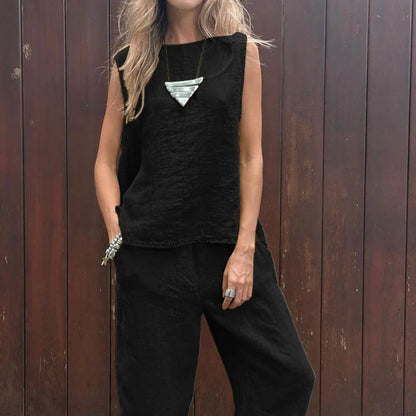 Women's 2 Piece Outfits Loose Fit Sleeveless Top & Long Pants