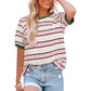 Lässiges gestreiftes T-Shirt mit Farbblockmuster für Frauen