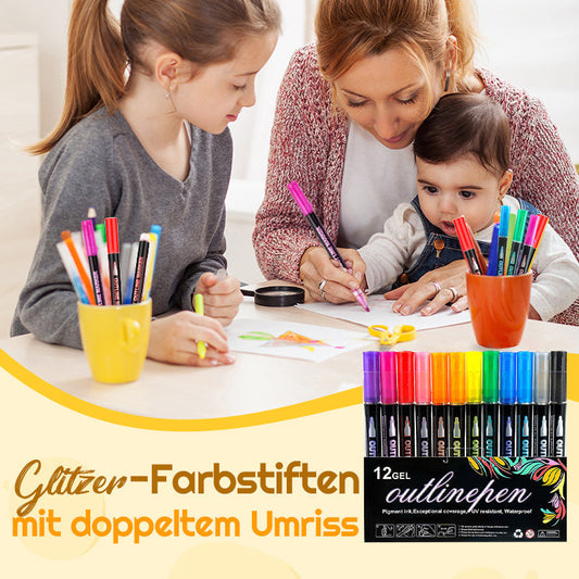 🎁Sonderangebot - 50% RABATT🎅🔥Glitzer-Farbstiften mit doppeltem Umriss