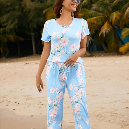🎁Hot Sale 50% OFF⏳Women's Printed Top & Pants Nachtwäsche Set
