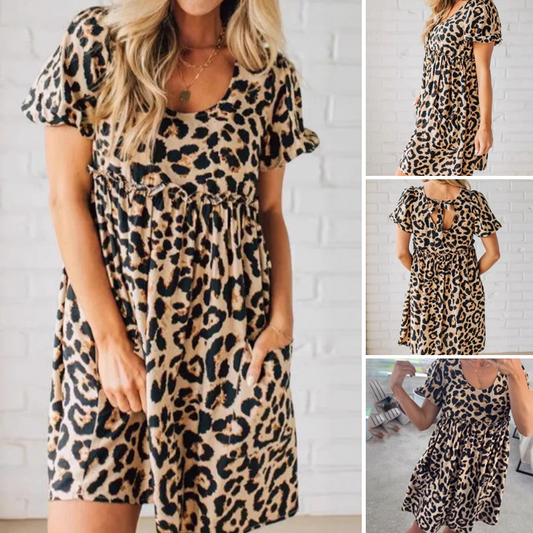 🐆Lässiges Minikleid mit Leopardenmuster für Damen