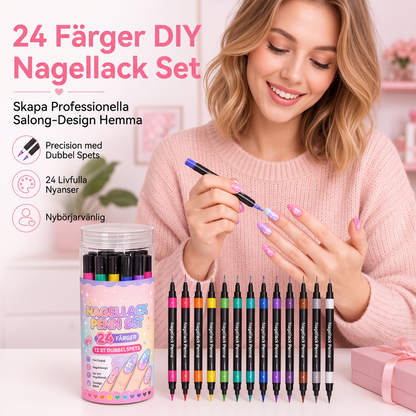🥳💞Letzter Tag Verkauf €19.99!!🖌️🎨24-Farben Nagel-Art-Stifte Set – Zwei Spitzen, endlose Kreativität! 💅 Präzise Linien, schnelles Trocknen, Salon-Qualität ✨
